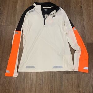 Brooks White and Orange Long Sleeve Runners top Medium